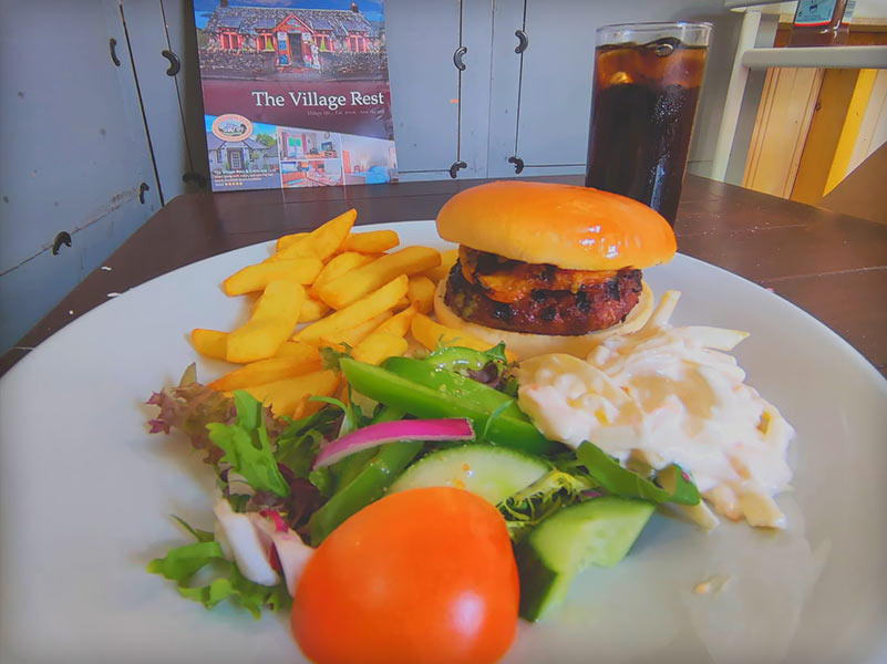 Burger with Chips with Salad