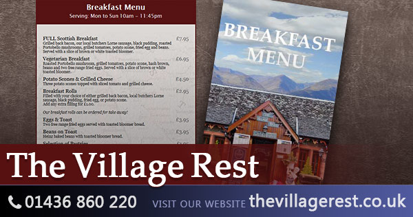Breakfast Menu - The Village Rest, Luss